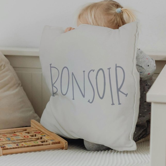 Cojín Lumbar Bonsoir Lumbar Pillow (Hand-Lettered Bonsoir Goodnight Pillow)