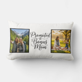 Cojín Lumbar Bonus Mom Promoted Elegant Cursive Double Photo