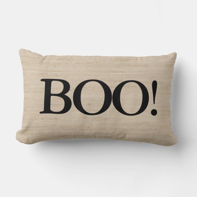 Cojín Lumbar BOO en Burlap Halloween Pillow (Anverso)