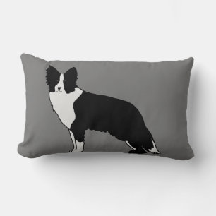 Cojín Lumbar Borde de Perro Collie Resumen Ilustracion Gris