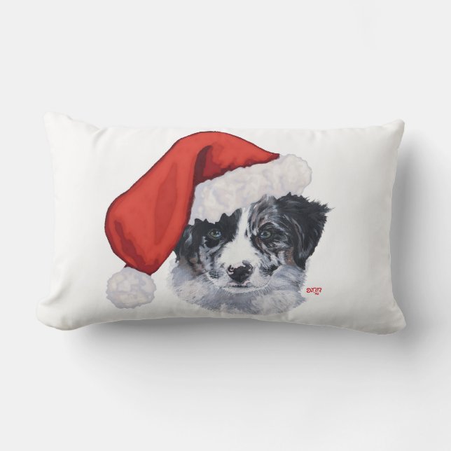 Cojín Lumbar Border Collie Navidad (Anverso)