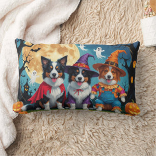 Cojín Lumbar Border Collies Perros Calabaza Halloween Divertido