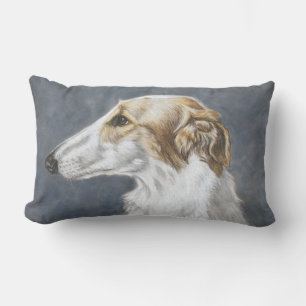 Cojín Lumbar Borzoi: Pillow del arte del perro lobo ruso
