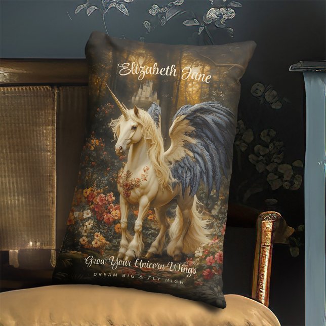 Cojín Lumbar Bosque de Cuento de Hadas Romántico Unicornio con  (Subido por el creador)