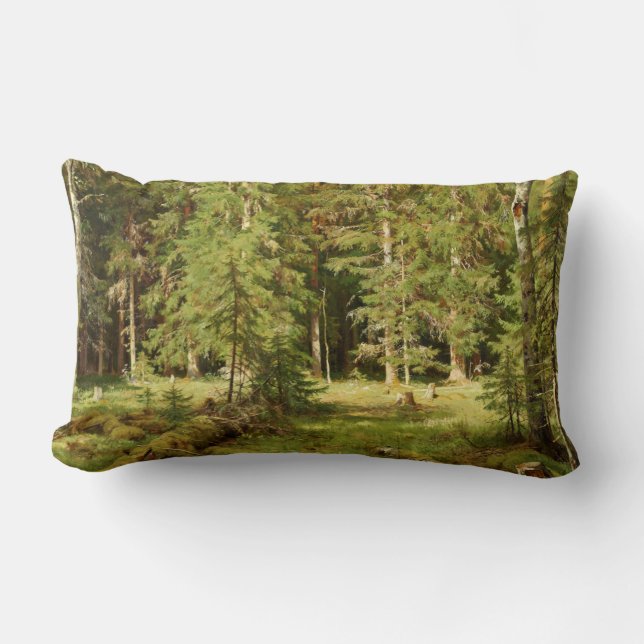 Cojín Lumbar Bosque ruso (paisaje rústico) (Green Woods) (Anverso)