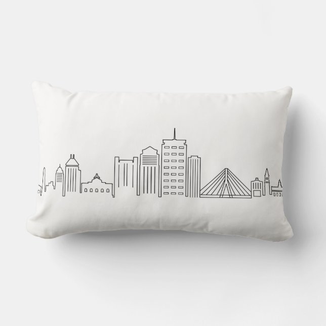 Cojín Lumbar BOSTON Massachusetts USA City Skyline Silhouette (Anverso)