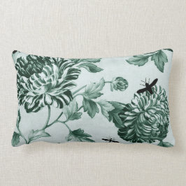Cojín Lumbar Botánico verde y insectos del vintage II Toile