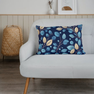 Cojín Lumbar Botánicos beige y azul -