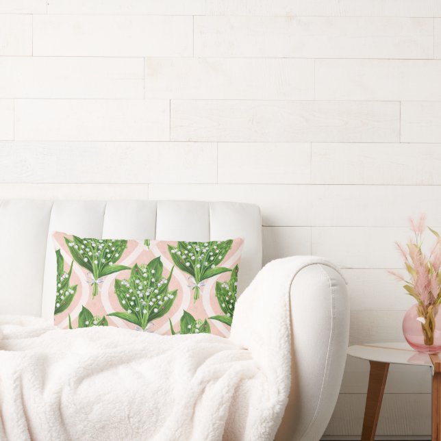 Cojín Lumbar Bouquet de lilas del valle flores en rosa (Sofá)