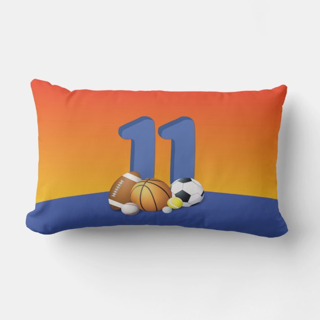 Cojín Lumbar Boy 11th Birthday Sports Balls (Anverso)