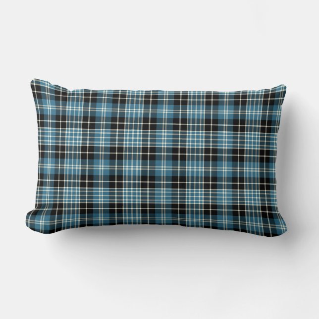 Cojín Lumbar Bright Blue Clark Clan Scottish Plaid (Anverso)