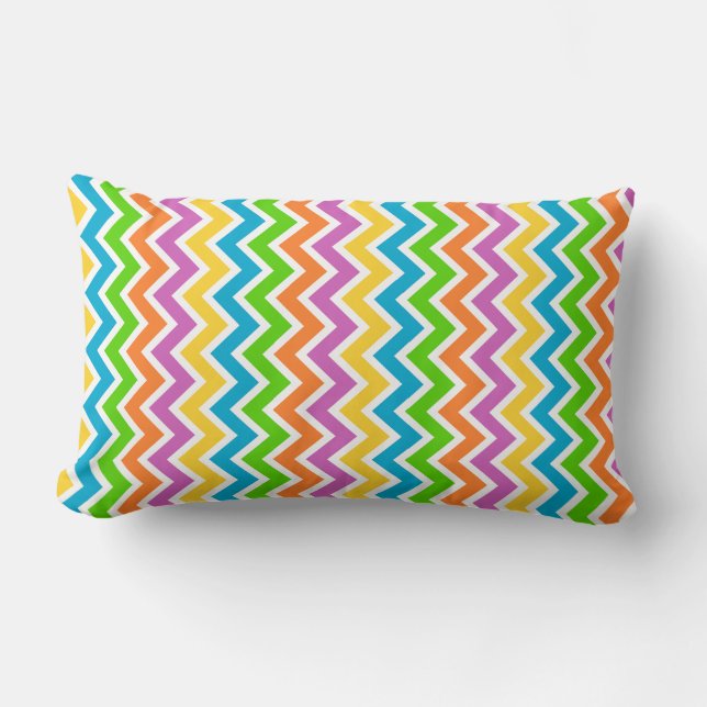 Cojín Lumbar Bright Colorful Rainbow Chevron Pattern (Anverso)