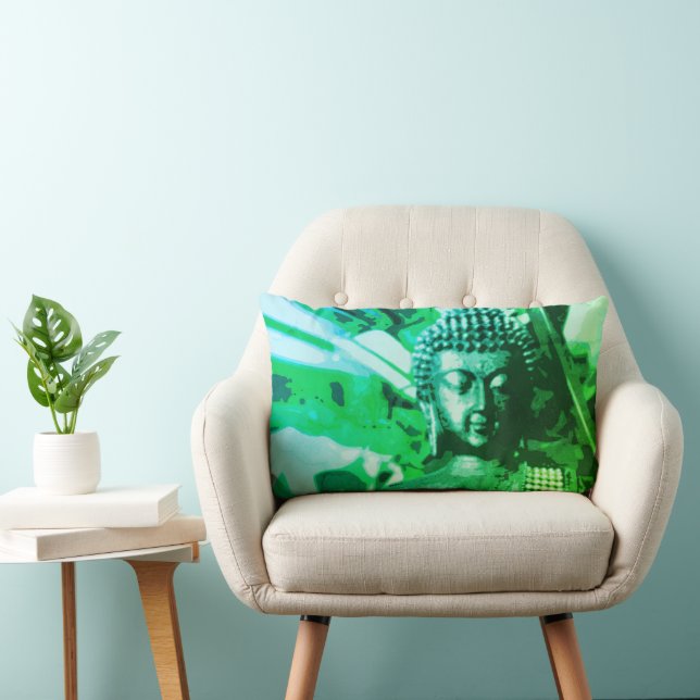 Cojín Lumbar Bright Green Ombre Buddha Meditation Zen (Silla)