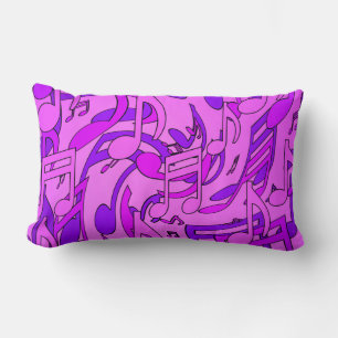 Cojín Lumbar Bright Happy Purple Hues Dancing Music Notes