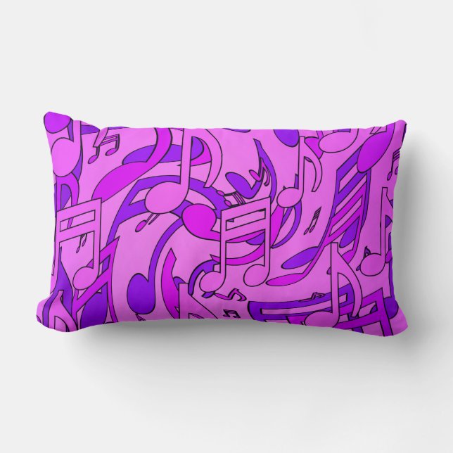 Cojín Lumbar Bright Happy Purple Hues Dancing Music Notes (Anverso)