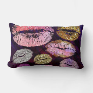 Cojín Lumbar Brillo Brillante Beso Labios Belleza Maquillaje De