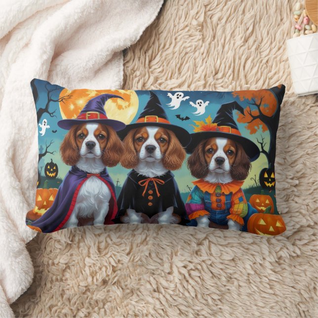 Cojín Lumbar Brittany Spaniel Dogs Pumpkin Halloween Funny (Manta)
