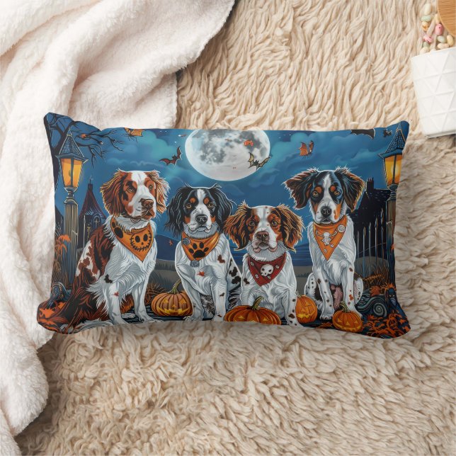 Cojín Lumbar Brittany Spaniel Halloween Espeluznante (Manta)