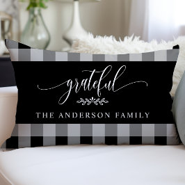 Cojín Lumbar Búfalo de cuadros en blanco y negro Personalizado 