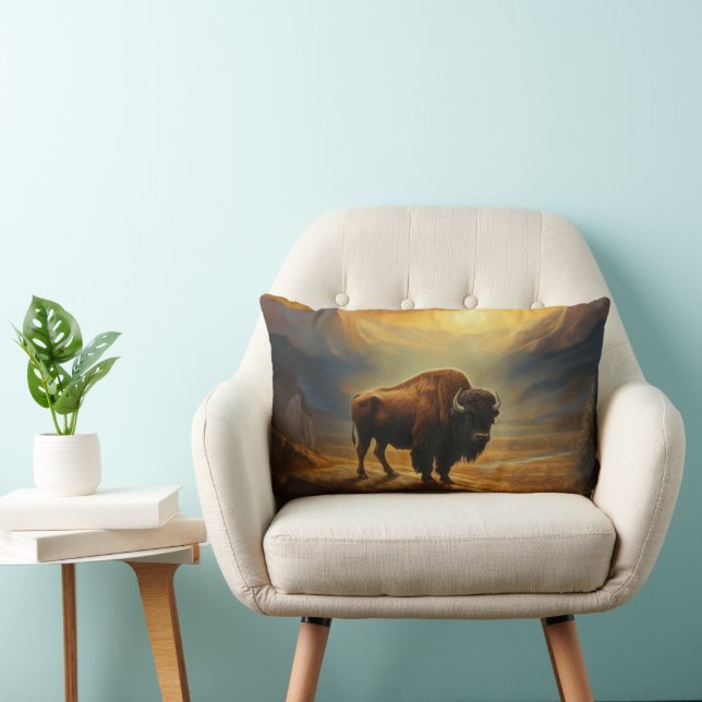 Cojín Lumbar Buffalo Bison Sunset Silhouette (Silla)