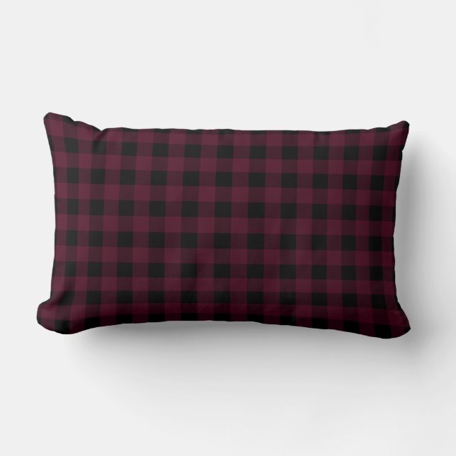 Cojín Lumbar Buffalo Plaid | Negro y rojo (Anverso)