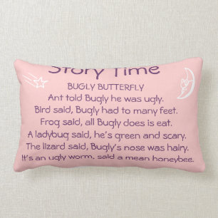 Cojín Lumbar Bugly Butterfly Story time pillow rosa