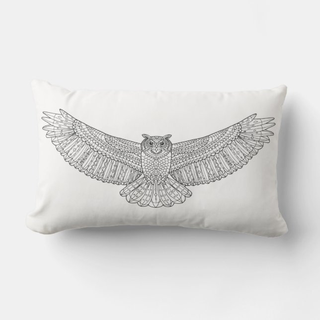 Cojín Lumbar Búho de Eagle modelado étnico (Anverso)