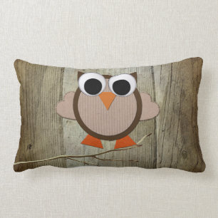 Cojín Lumbar Búho y madera caprichosos