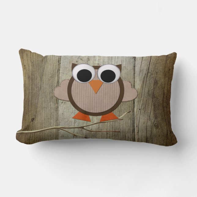 Cojín Lumbar Búho y madera caprichosos (Anverso)