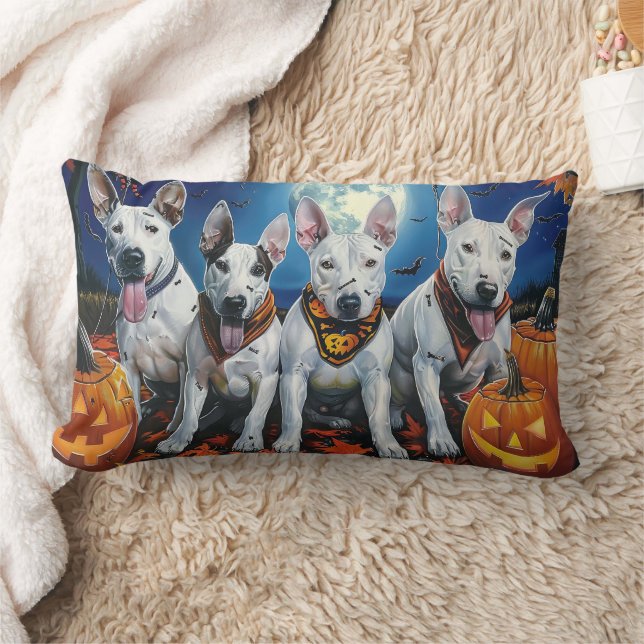 Cojín Lumbar Bull Terrier Halloween Spooky (Manta)