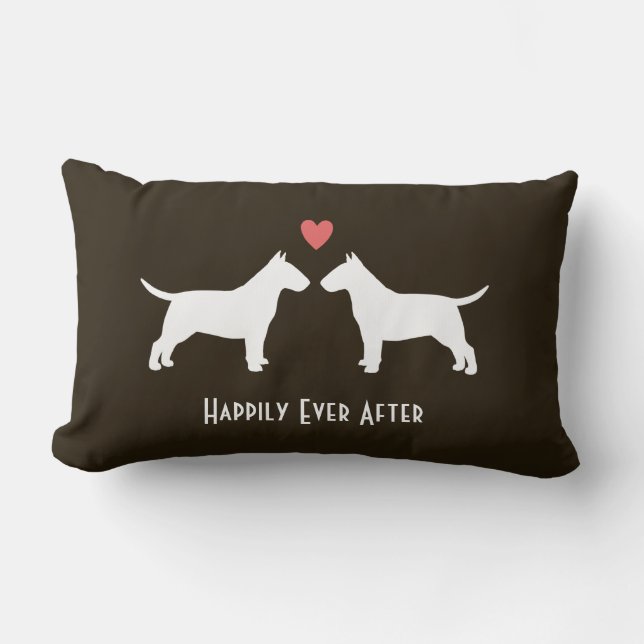 Cojín Lumbar Bull Terriers Perros de Boda con Texto (Anverso)