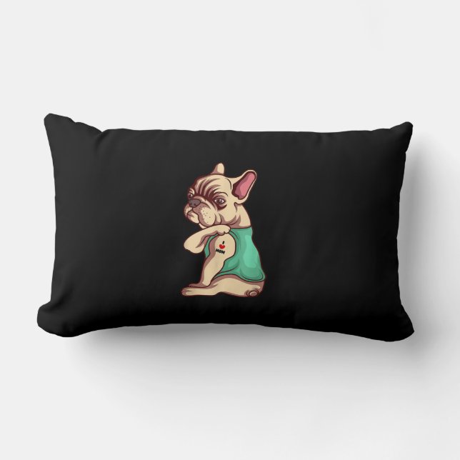 Cojín Lumbar bulldog francés perro me encanta mamá tatuaje rega (Anverso)