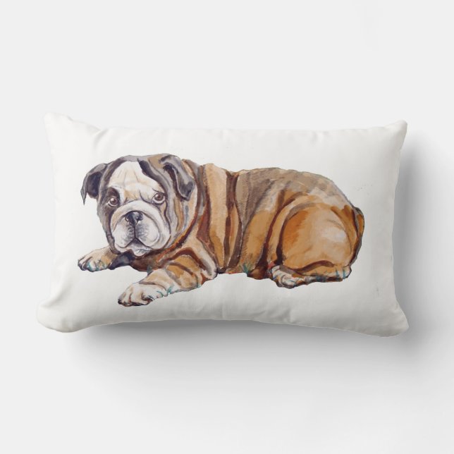 Cojín Lumbar Bulldog suave de color blanco (Anverso)
