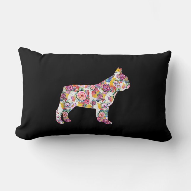 Cojín Lumbar Bulldoges franceses de la flor del Bulldog (Anverso)