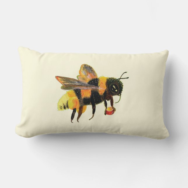Cojín Lumbar Bumble Bee cargando polen (Anverso)