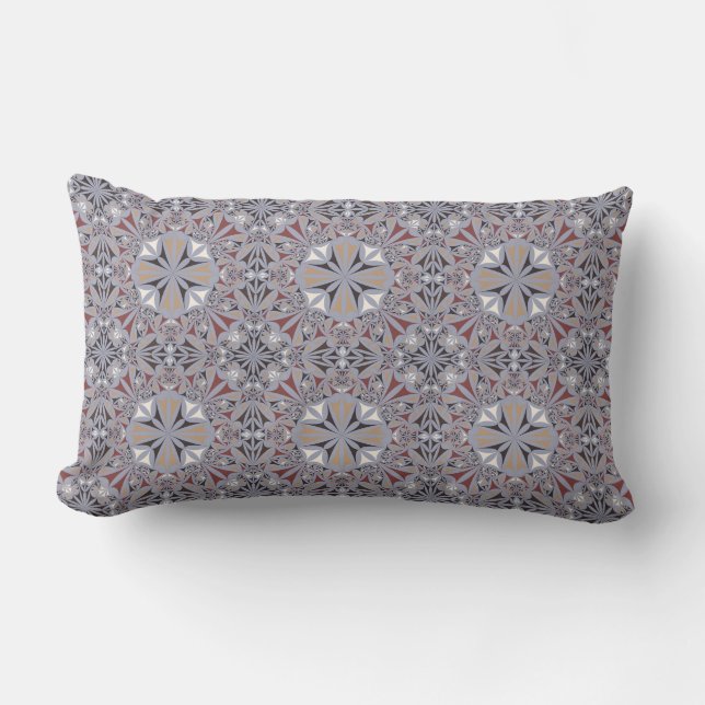 Cojín Lumbar Burgundy and Grey Elegant Pattern (Anverso)