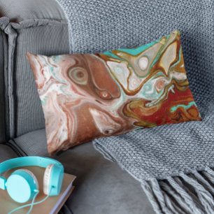 Cojín Lumbar Burgundy Granate Rojo Azul Turquesa Fluido Abstrac