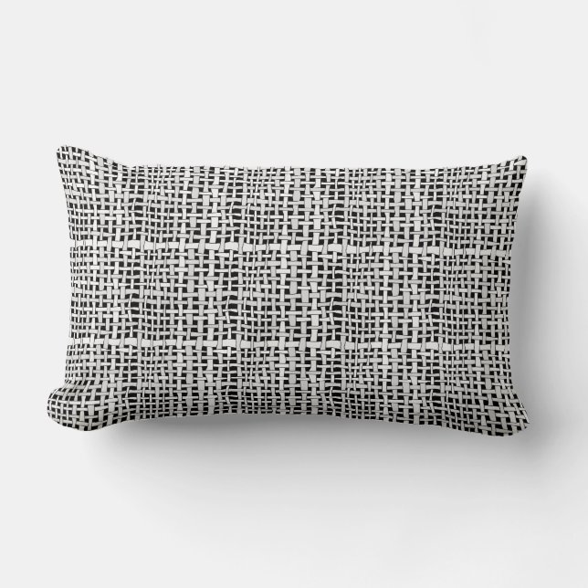 Cojín Lumbar Burlap Rústico trenzado de plata gráfico (Anverso)
