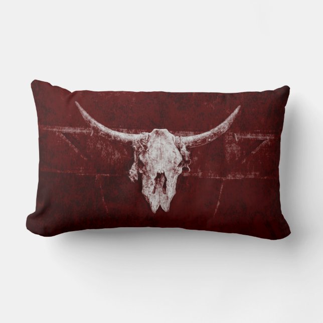 Cojín Lumbar Burll Skull País Occidental Borgoña Rojo Antiguo R (Anverso)