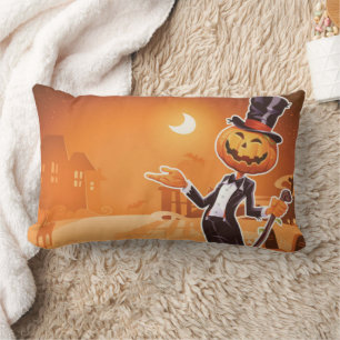 Cojín Lumbar Caballero Vintage de Halloween Jack O Lantern Lumb