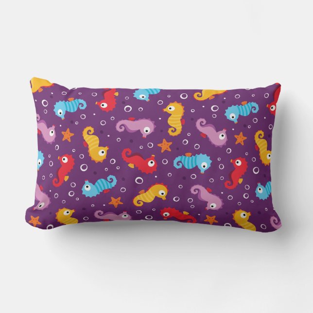 Cojín Lumbar Caballitos de mar patrón sin fisuras (Anverso)