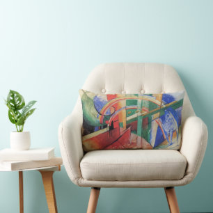 Cojín Lumbar Caballo Azul con Arcoíris por Franz Marc