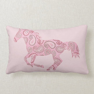 Cojín Lumbar Caballo de paisley rosado