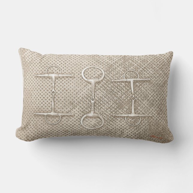 Cojín Lumbar Caballo Ecuestre Bits De Huéspedes Beige Tack De B (Anverso)