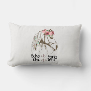 Cojín Lumbar Caballo Lindo Boho Ecuestre Blanco Oeste Campestre