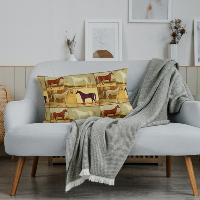 Cojín Lumbar Caballos árabes de época - collage (Subido por el creador)