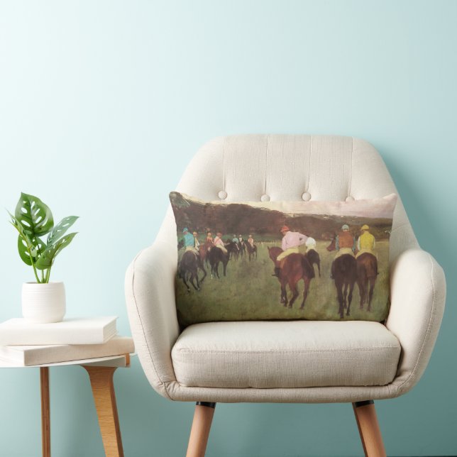 Cojín Lumbar Caballos de carreras en Longchamp por Edgar Degas (Silla)