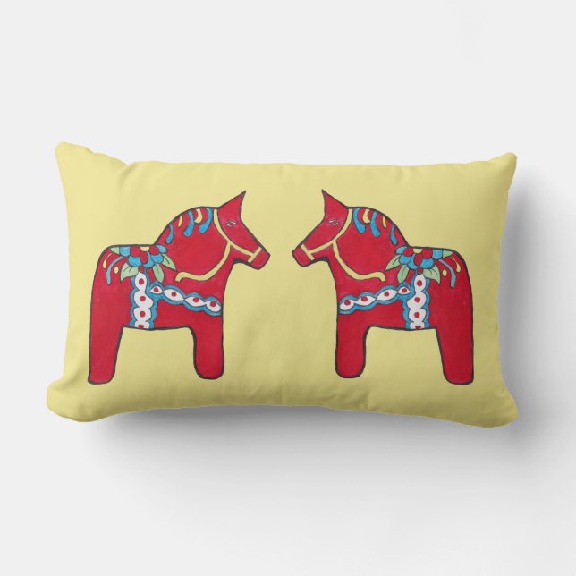 Cojín Lumbar Caballos de Dala (Anverso)