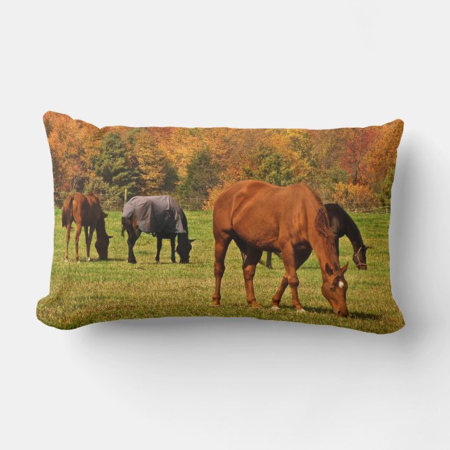 Cojín Lumbar Caballos de otoño (Anverso)