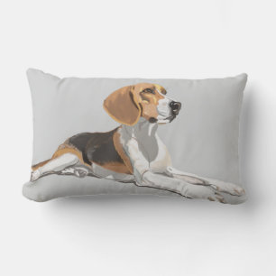 Cojín Lumbar Cachorro Beagle Blanco y Negro Atigrado